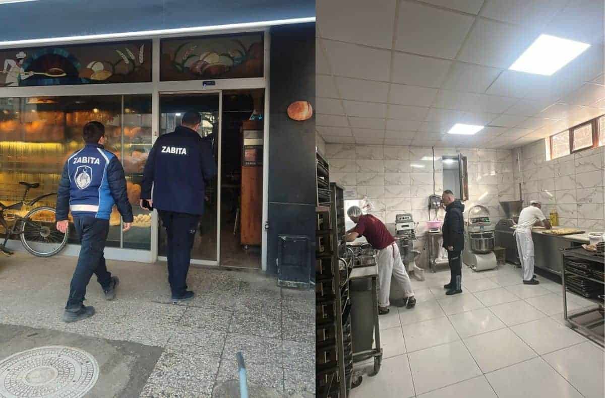 Fırın denetimi yapan zabıta ekipleri, hijyen ve kalite kontrolü için inceleme yapıyor.